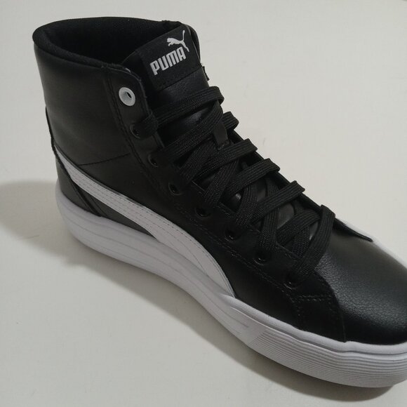 Puma Black White Platform High Top Sneaker Women's Athletic Shoe size 9 - Picture 3 of 9